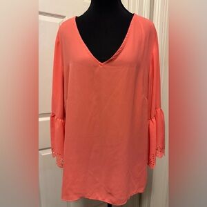New Directions Orange Bell Sleeve Relaxed Blouse